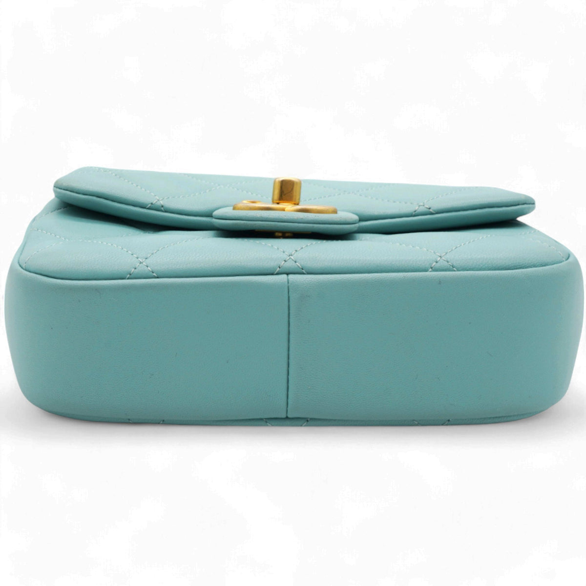 Chanel Pale Blue Quilted Lambskin In The Loop Top Handle Mini Flap Bag