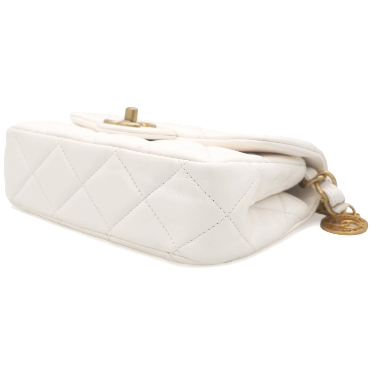 Chanel White Mini Quilted Single Flap Bag Shoulder Bag 23s