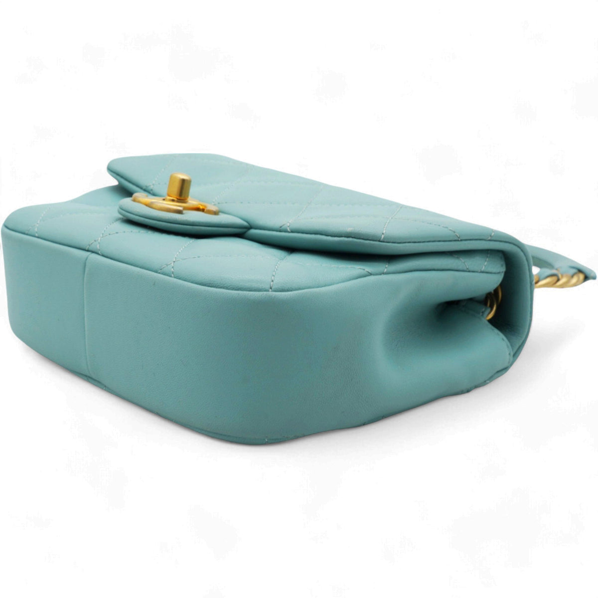 Chanel Pale Blue Quilted Lambskin In The Loop Top Handle Mini Flap Bag