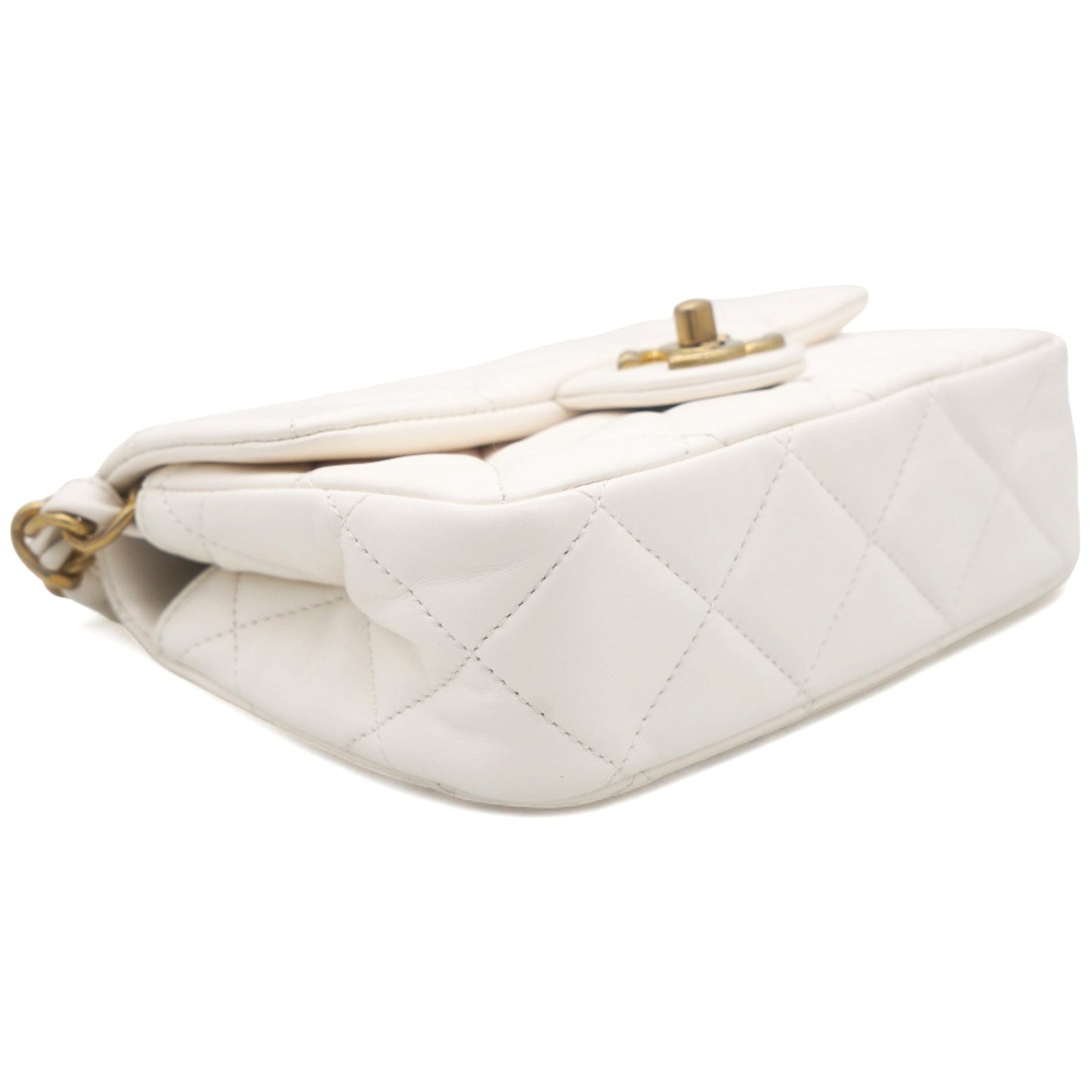 Chanel White Mini Quilted Single Flap Bag Shoulder Bag 23s