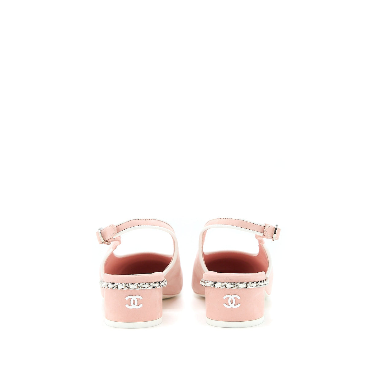 Chanel Size 35.5 Slingback Heel Suede/Patent Pink/White SHW