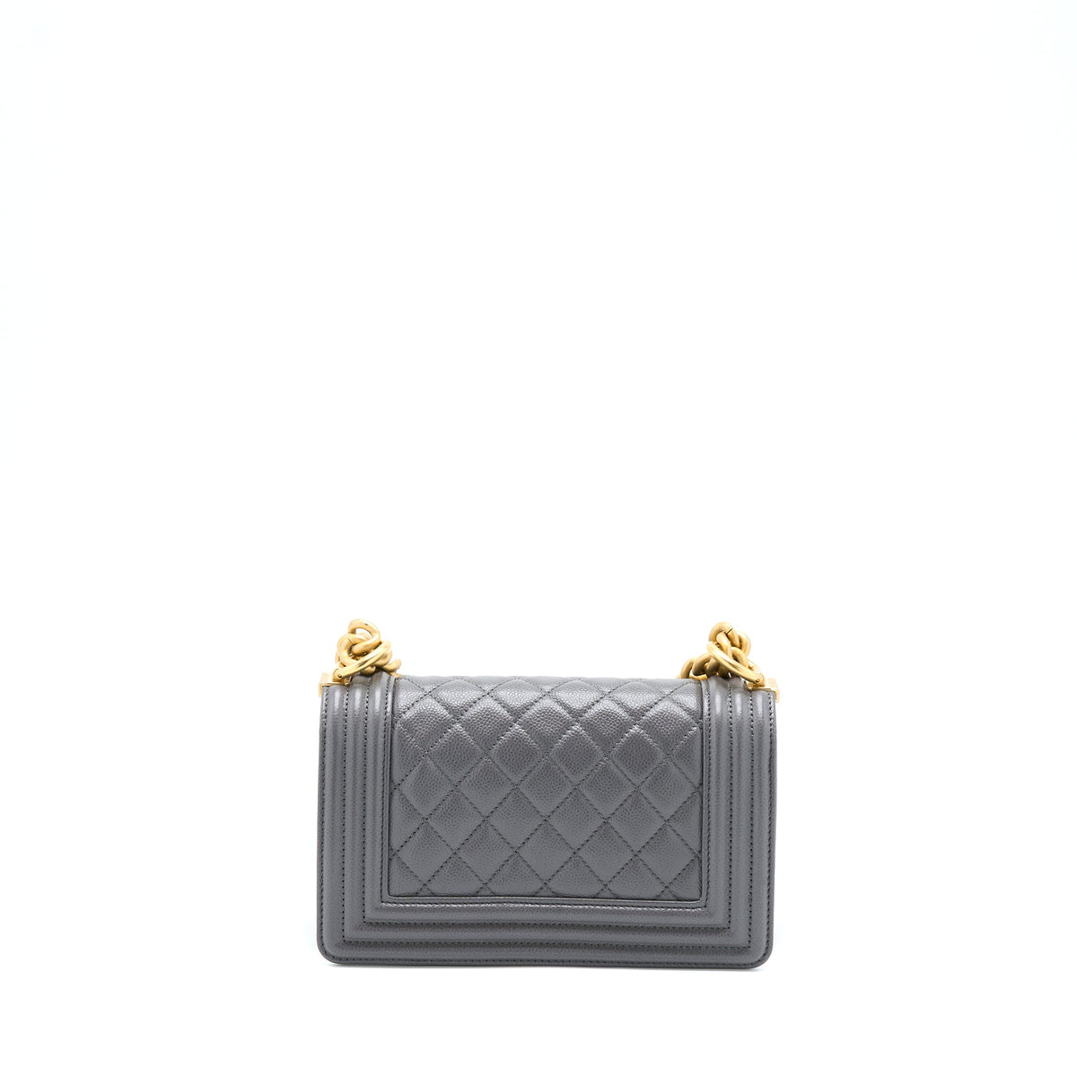 Chanel Small Boy Bag Caviar Grey GHW (Microchip)