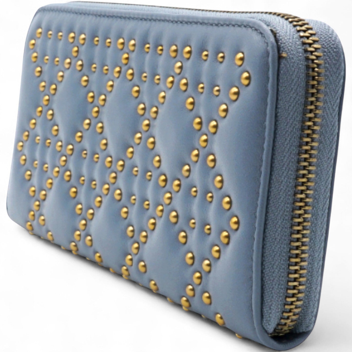 Lady Dior Studded Zip Around Wallet