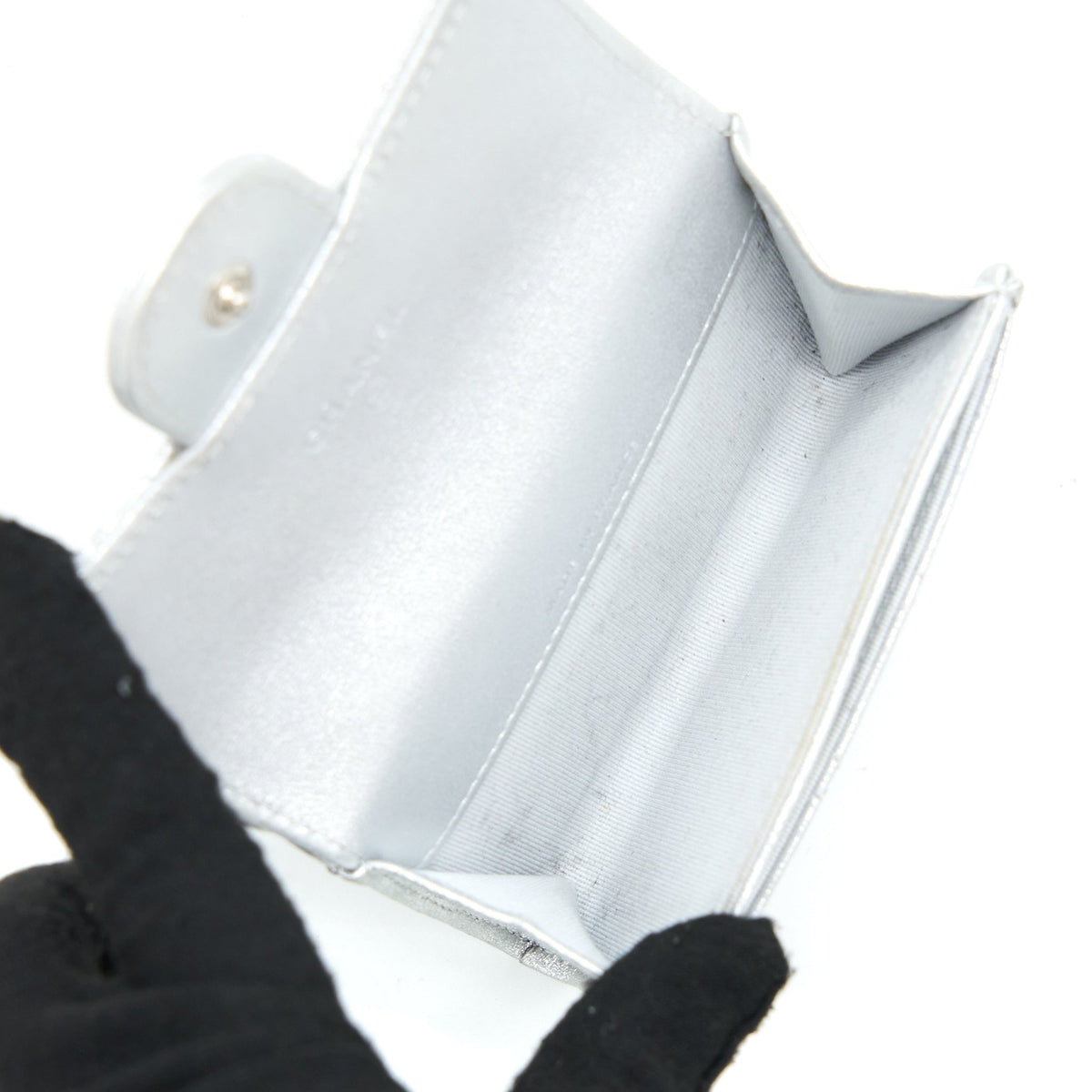Chanel Quilted Classic Flap  Holder Lambskin Silver SHW
