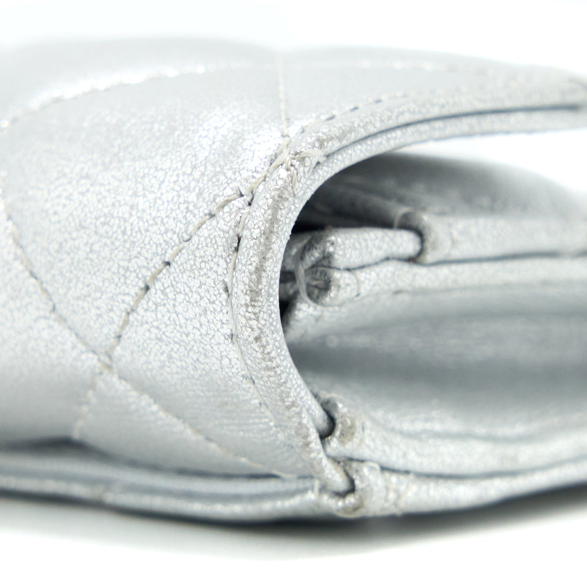 Chanel Quilted Classic Flap  Holder Lambskin Silver SHW
