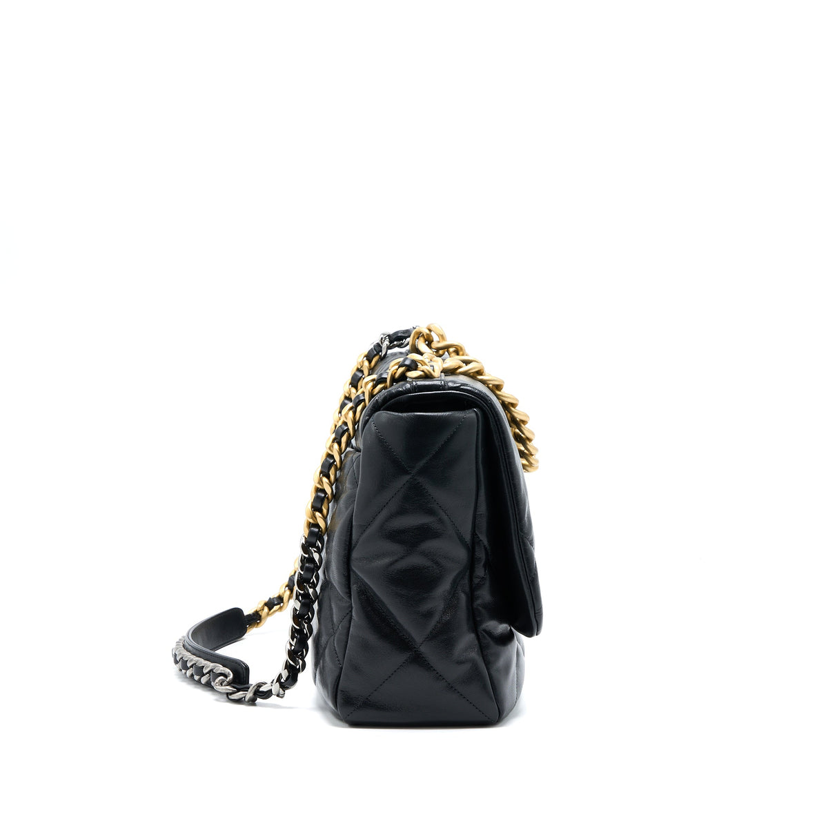 Chanel Maxi 19 Bag Goatskin Black Multicolour Hardware