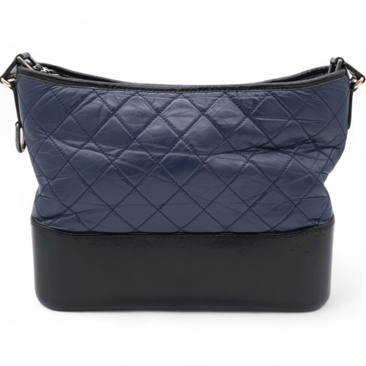Chanel Navy/Black Aged Calfskin Quilted Medium Gabrielle Hobo