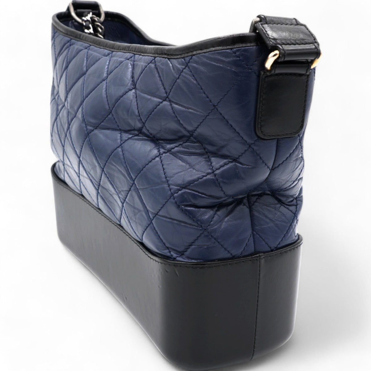 Chanel Navy/Black Aged Calfskin Quilted Medium Gabrielle Hobo