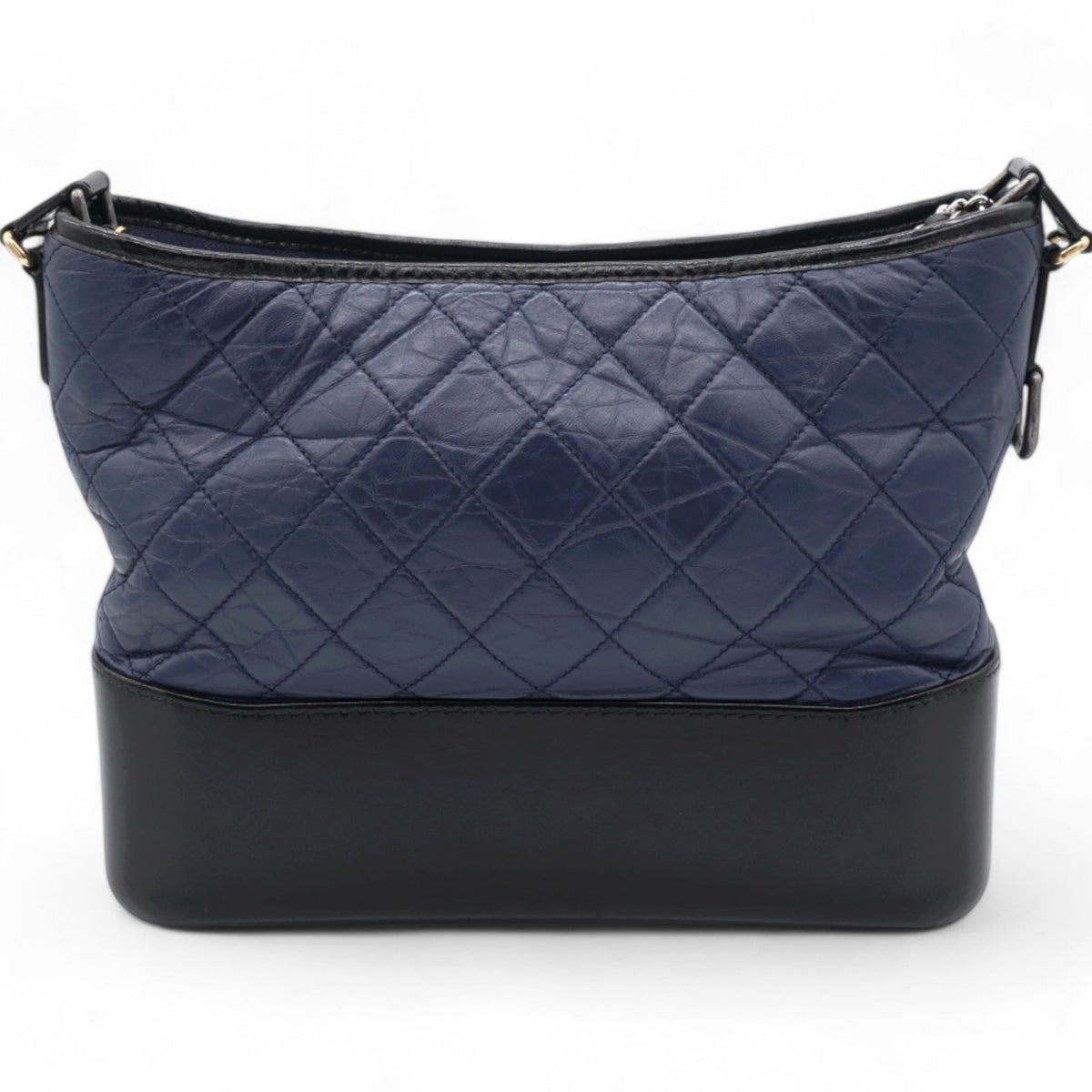 Chanel Navy/Black Aged Calfskin Quilted Medium Gabrielle Hobo