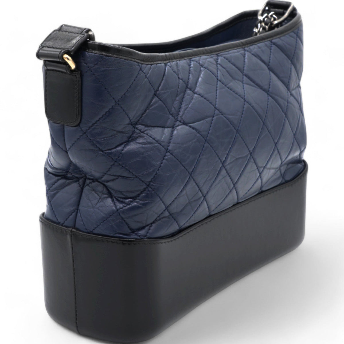 Chanel Navy/Black Aged Calfskin Quilted Medium Gabrielle Hobo