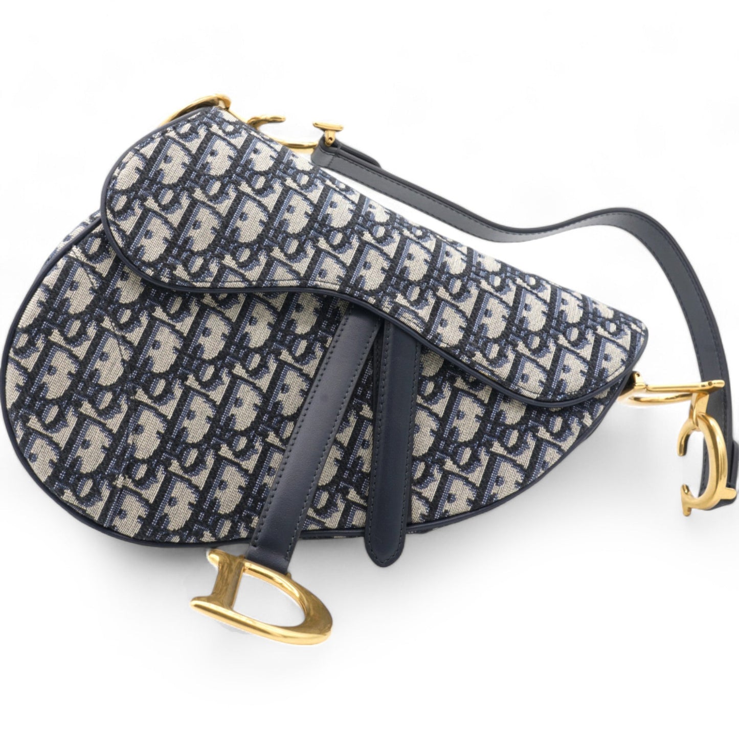 Dior Blue Oblique Jacquard Medium Saddle Bag