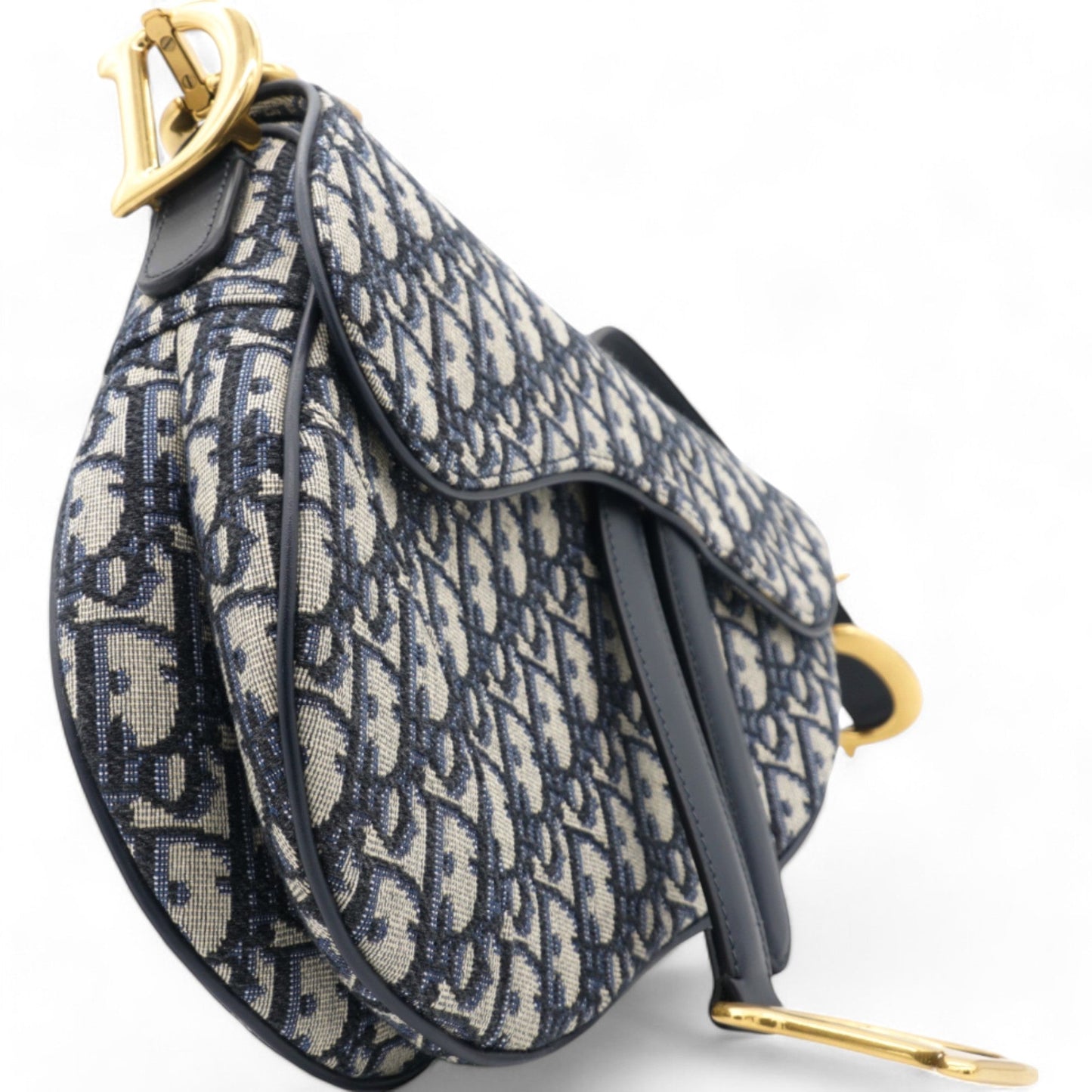 Dior Blue Oblique Jacquard Medium Saddle Bag