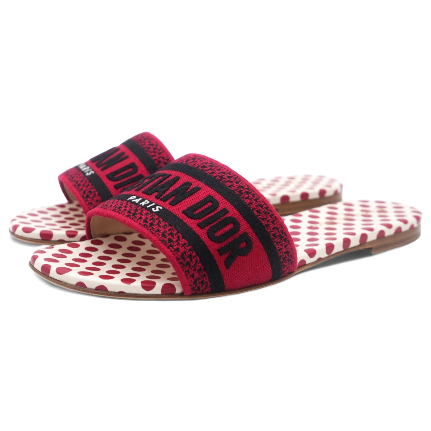 Dior Canvas Embroidered Polka Dot Dway Slides 37.5