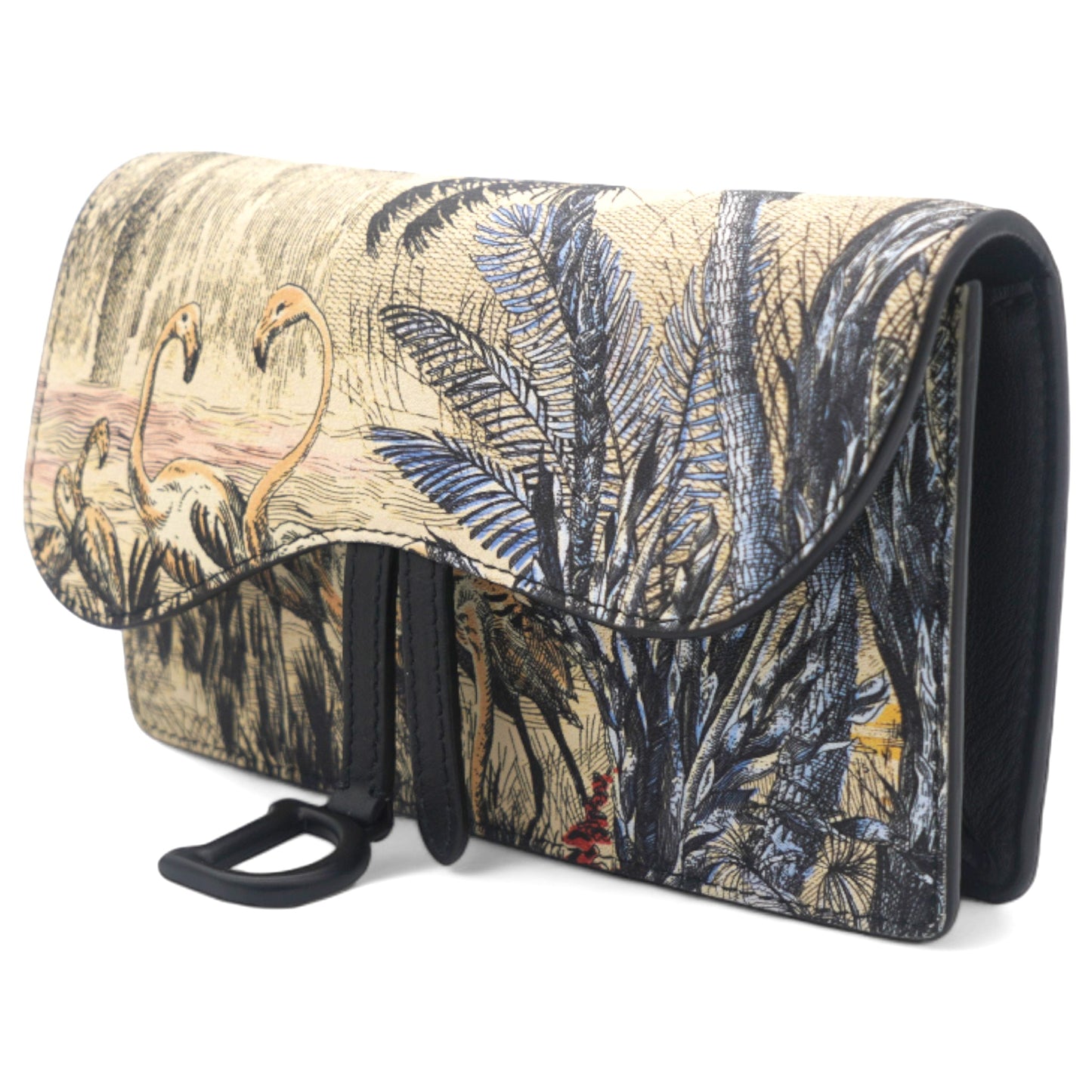 Dior Saddle Belt Pouch Black / Beige Printed Calfskin