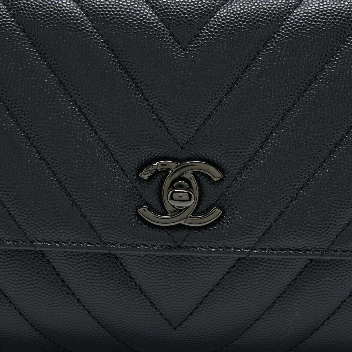 Chanel Small Coco Handle Chevron Caviar So Black
