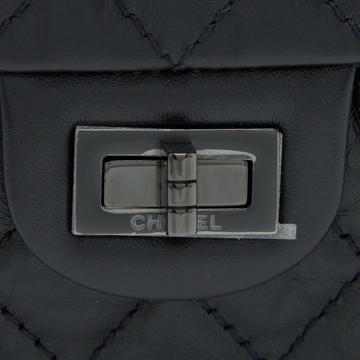 Chanel Mini 2.55 Reissue Aged Calfskin So Black With Black Hardware (Microchip)