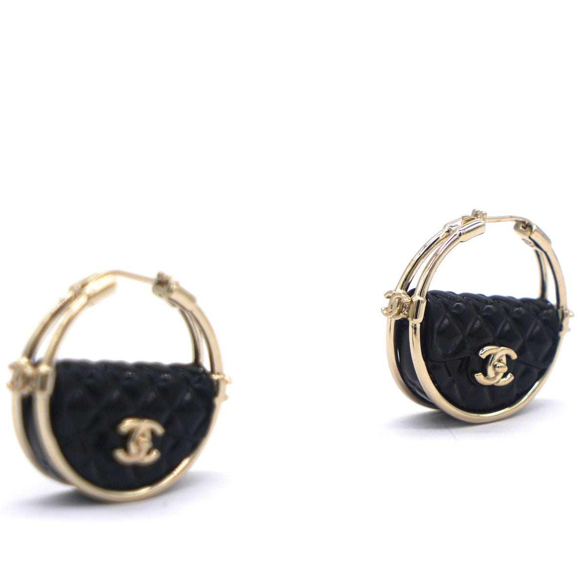 Chanel Quilted Flap Hoop Earrings