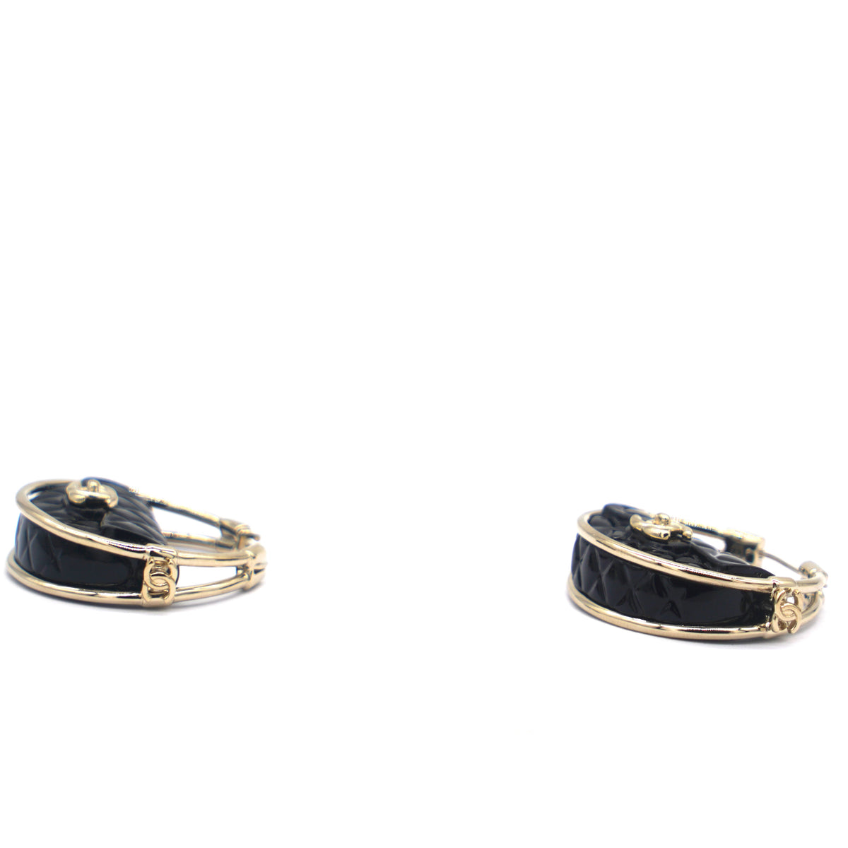 Chanel Quilted Flap Hoop Earrings