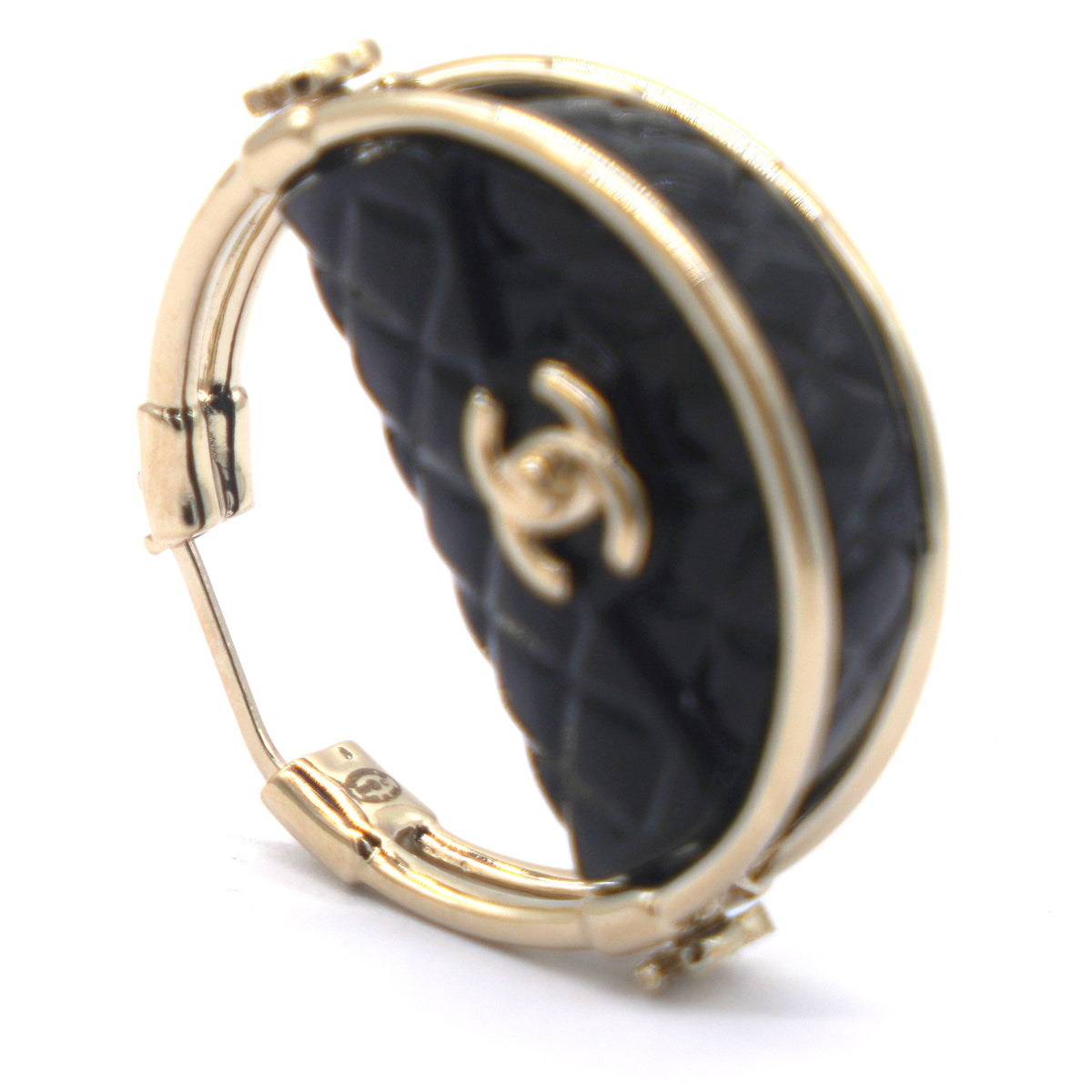 Chanel Quilted Flap Hoop Earrings