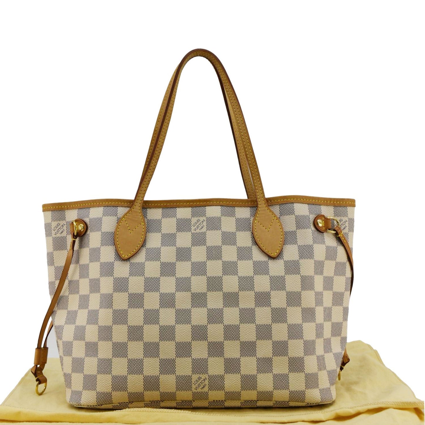 LOUIS VUITTON Neverfull PM Damier Azur Tote Bag White