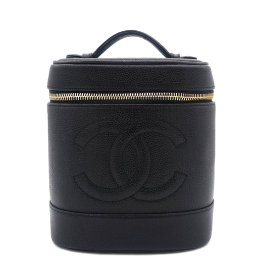 Chanel Caviar Vanity Cosmetic Case Black