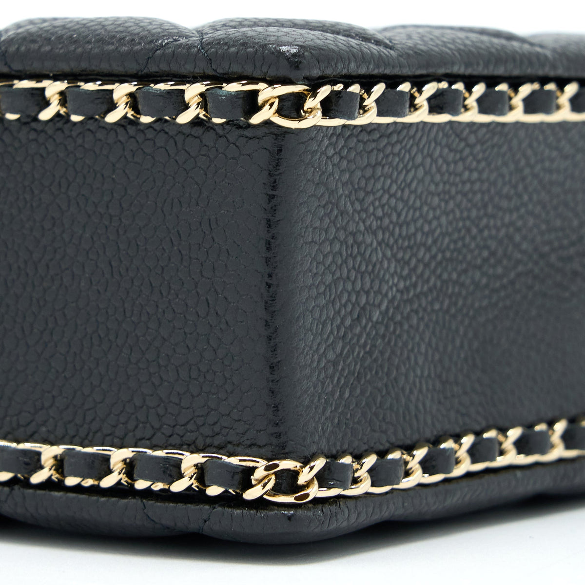 Chanel Vertical Evening Chain Bag Caviar Black LGHW (Microchip)