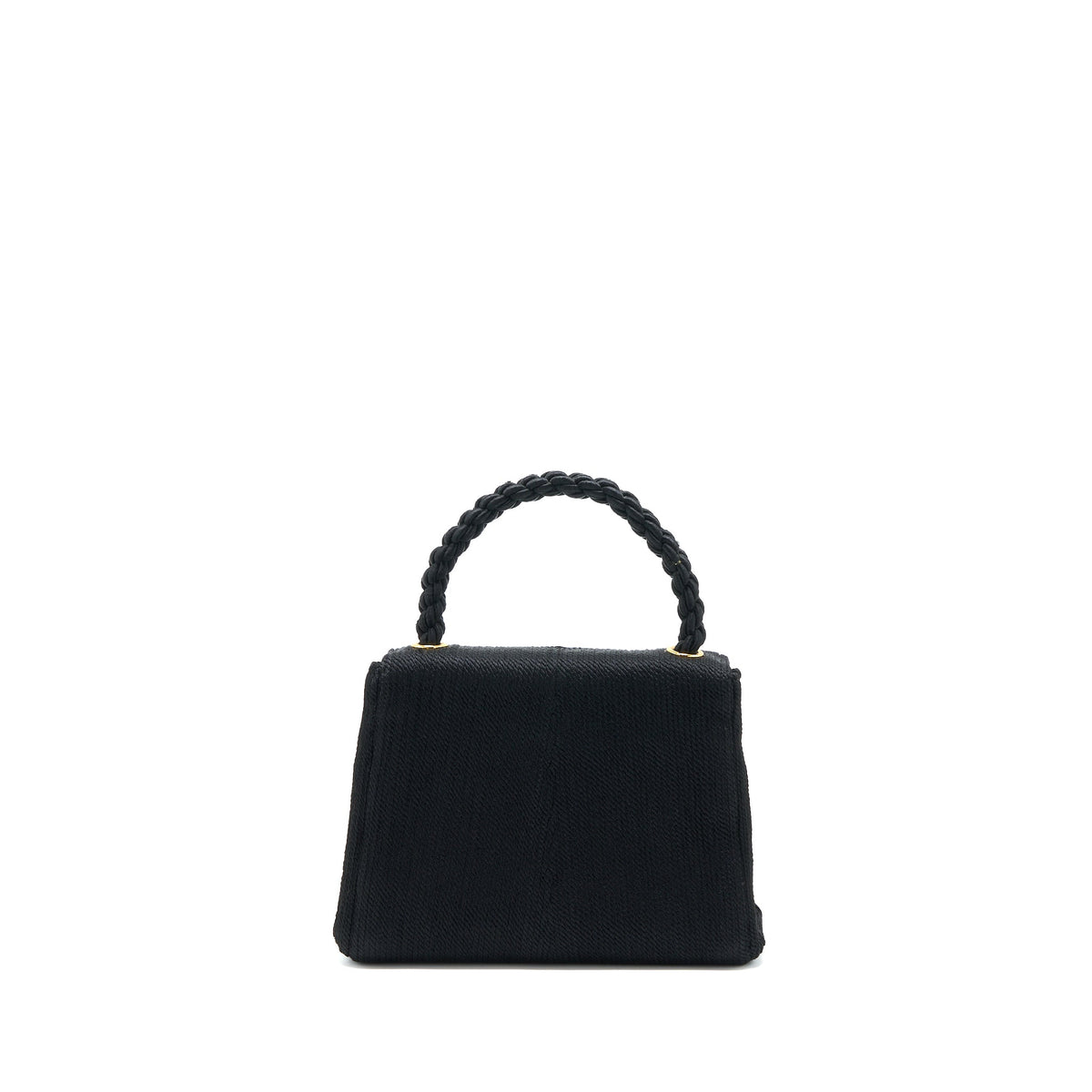 Chanel Vintage Top Handle Flap Bag Woven Silk Black GHW