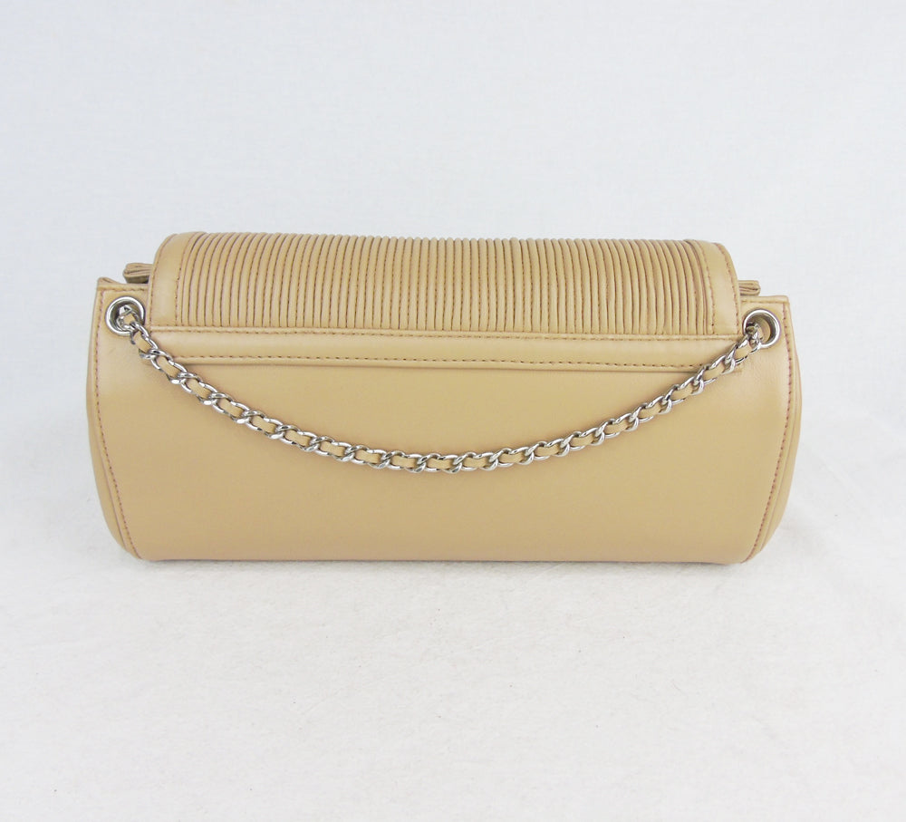 Chanel cream beige pintuck leather flapBag mademoiselle lock