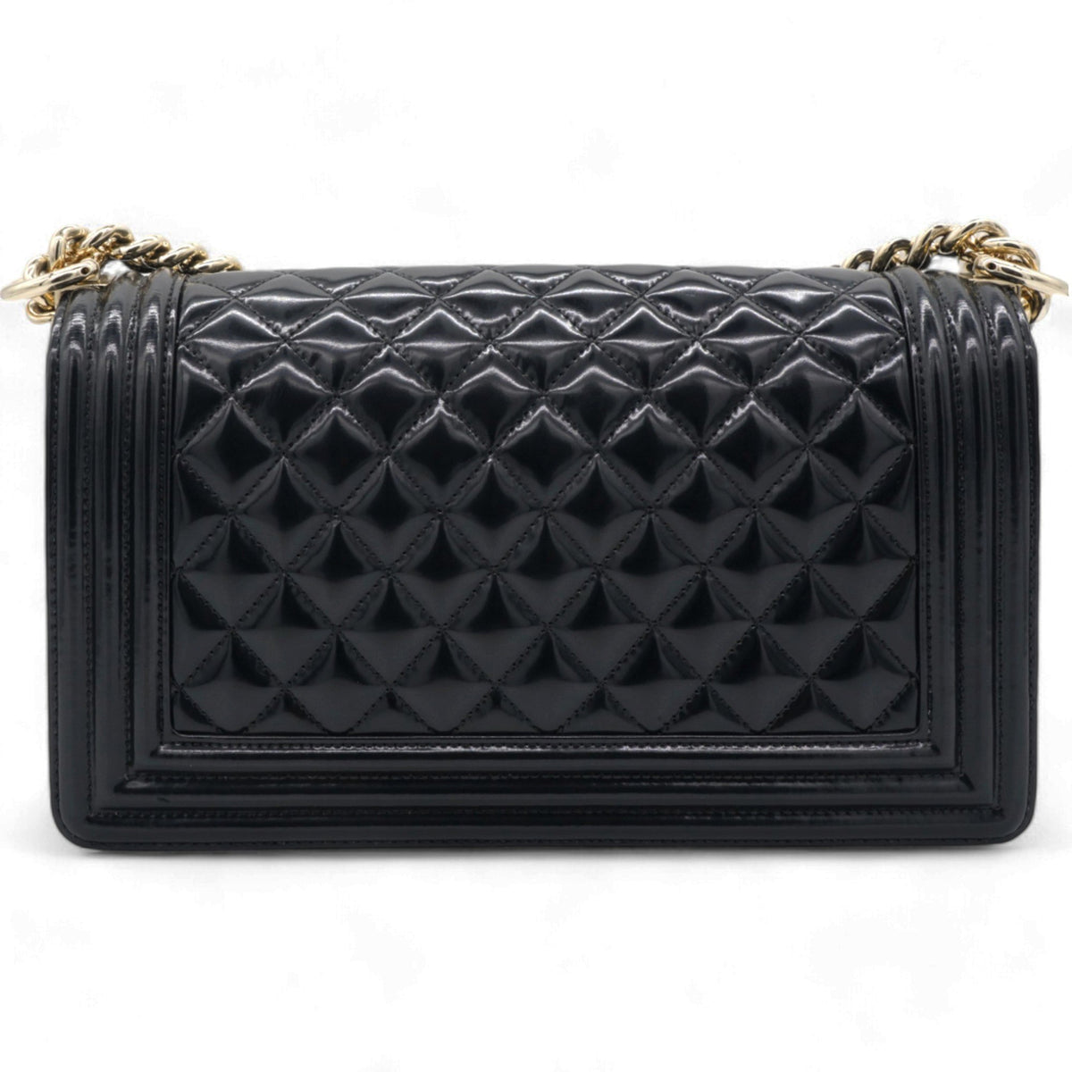 Chanel Patent Quilted Medium Boy Flap Black