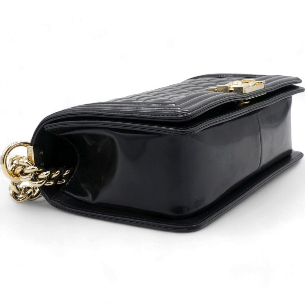 Chanel Patent Quilted Medium Boy Flap Black