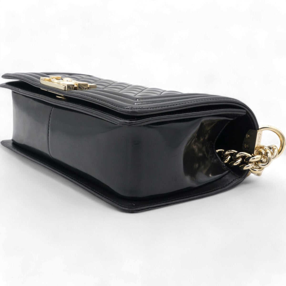 Chanel Patent Quilted Medium Boy Flap Black