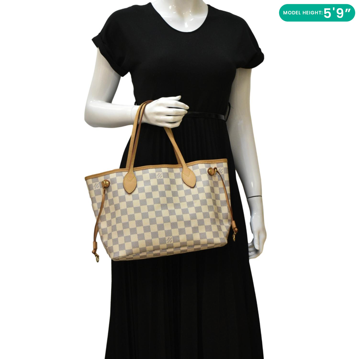 LOUIS VUITTON Neverfull PM Damier Azur Tote Bag White