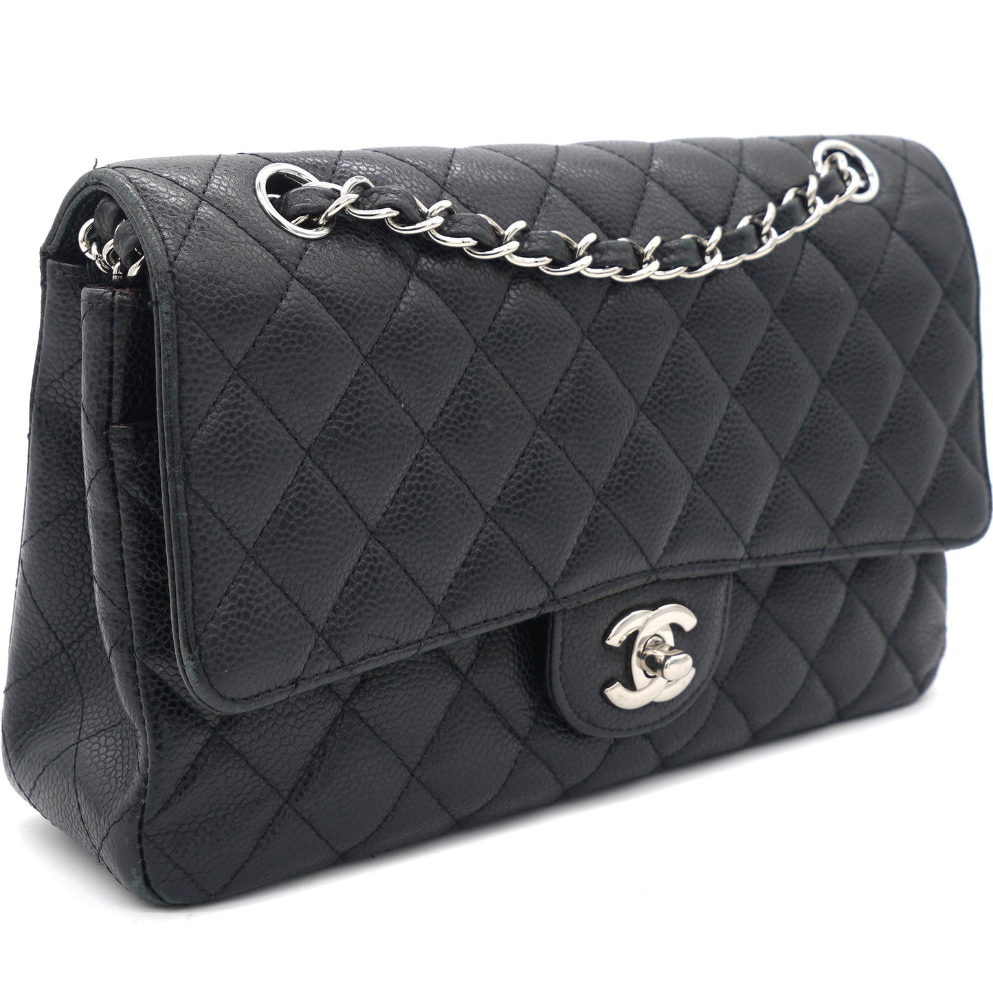 Chanel Caviar Quilted Medium Double Flap Black SHW