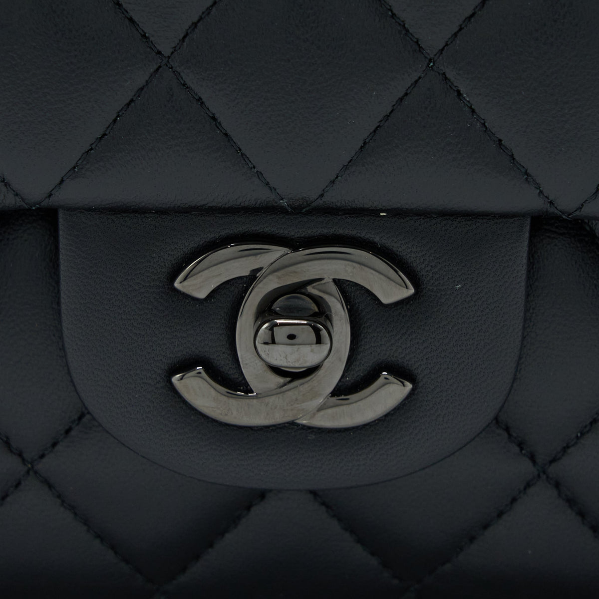 Chanel Medium Classic Double Flap Bag Lambskin So Black with Black Hardware (Microchip)