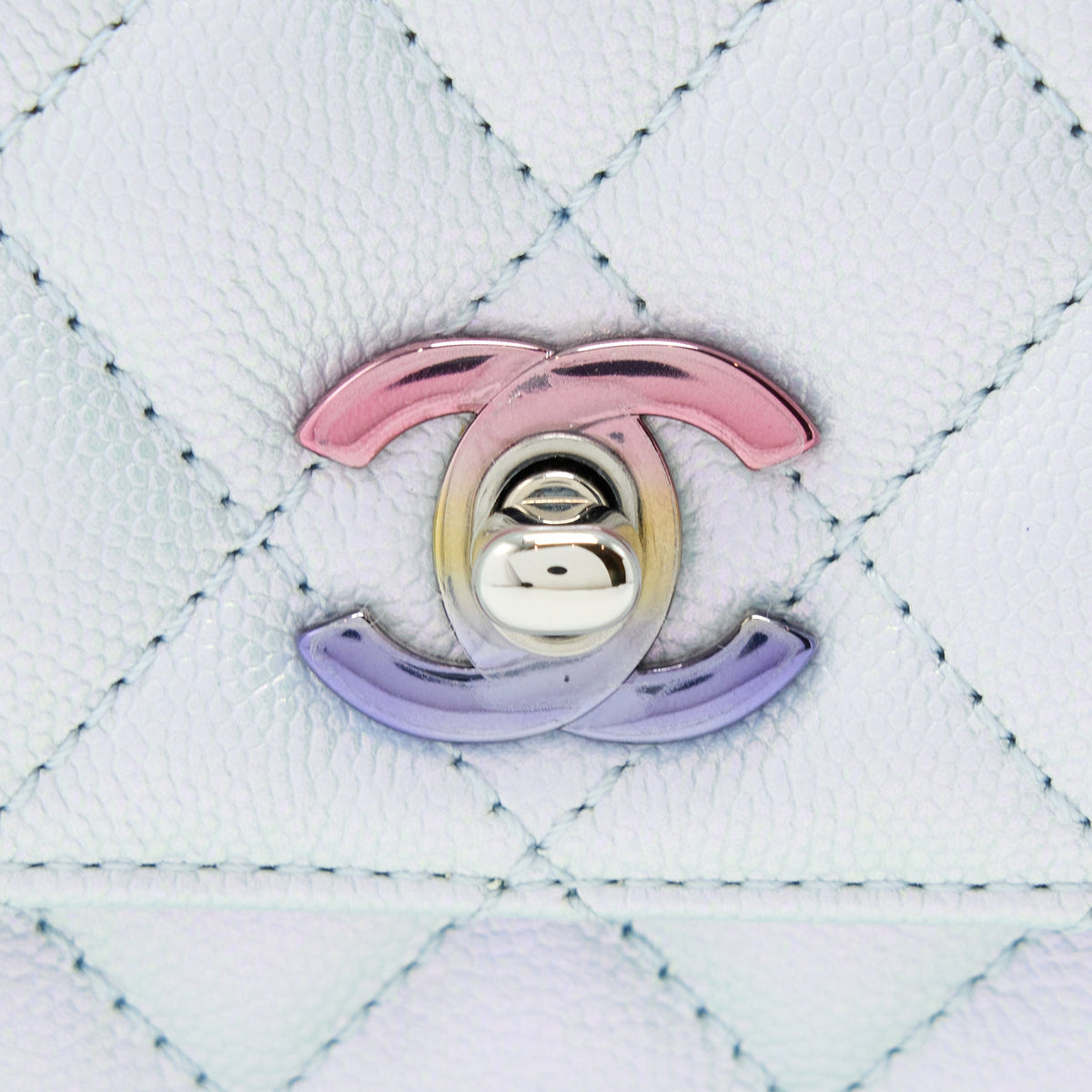 Chanel Small Coco Handle ombré Iridescent light Blue Multicolour Hardware (Microchip)
