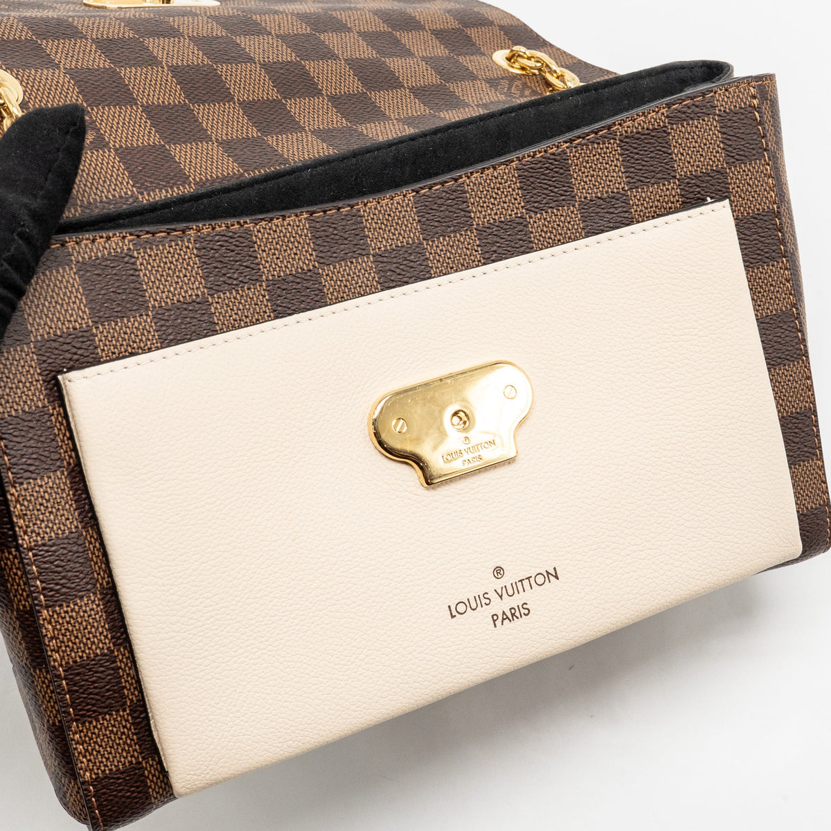Louis Vuitton Vavin PM Damier Ebene Canvas Cream White GHW