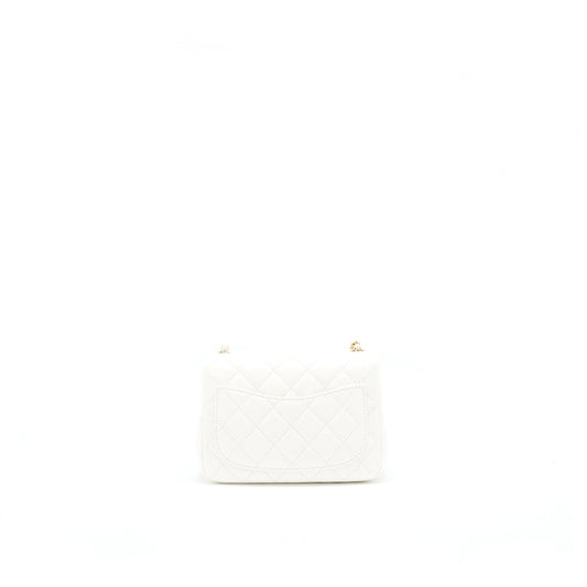 Chanel 21B pearl crush Mini Square flap Bag White GHW