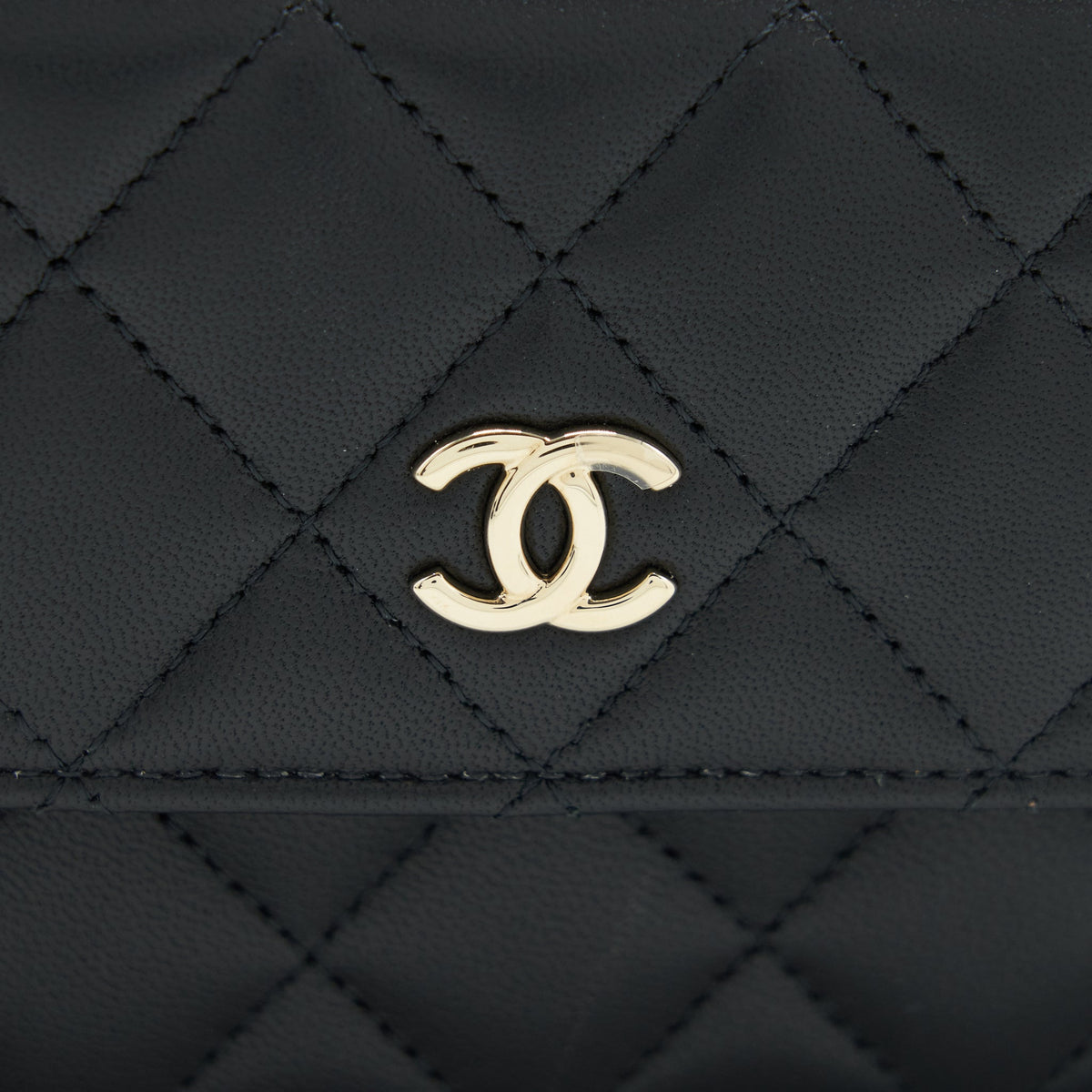 Chanel Mini Flap Card Holder Ribbon Chain Lambskin Black LGHW