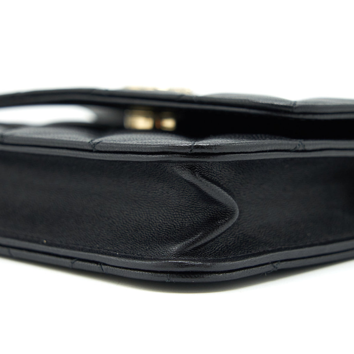 Chanel Mini Flap Card Holder Ribbon Chain Lambskin Black LGHW