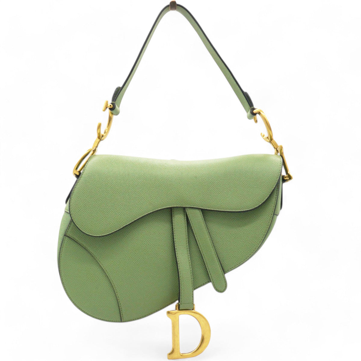 Dior Grained Saddle Bag Green Medium