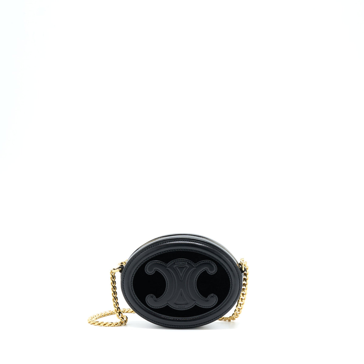 Celine Oval Bag Cuir Triomphe Calfskin/Velvet with Chain GHW