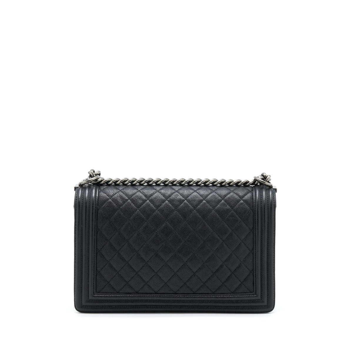 Chanel New Medium 28cm Boy Bag Caviar Black Ruthenium SHW