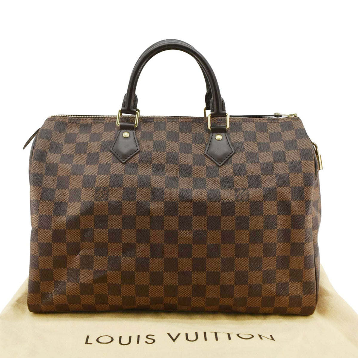 LOUIS VUITTON Speedy 35 Damier Ebene Satchel Bag Brown