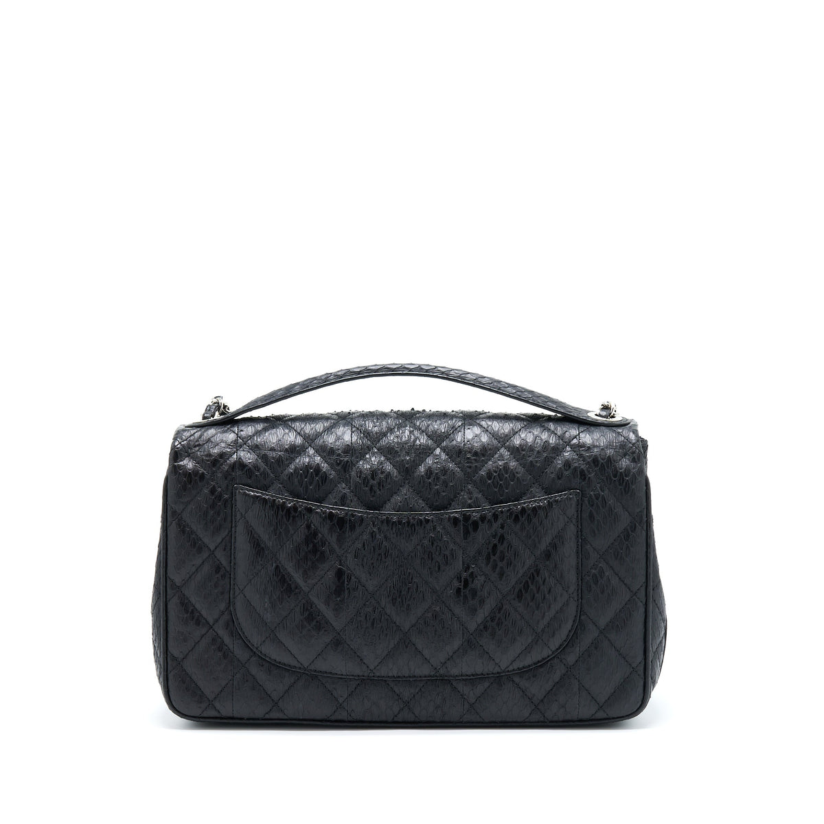 Chanel Top Handle Flap Bag Python Black SHW