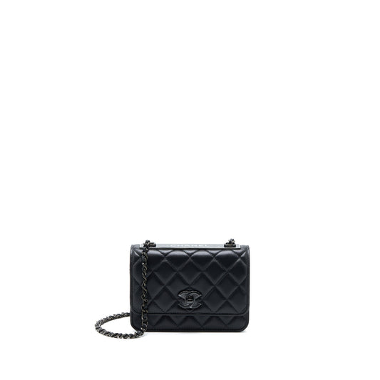 Chanel Square Trendy CC Wallet On Chain Lambskin So Black