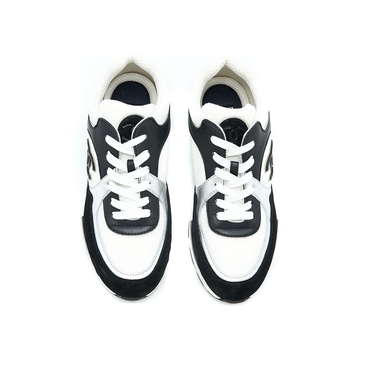 Chanel Size 39 Trainers Suede Black/White/Silver