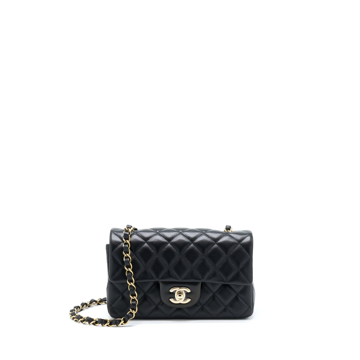 Chanel Mini Rectangular Lambskin Black LGHW(Microchip)