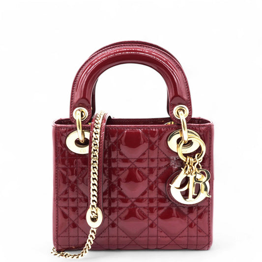 Dior Patent Cannage Mini Lady Dior Red