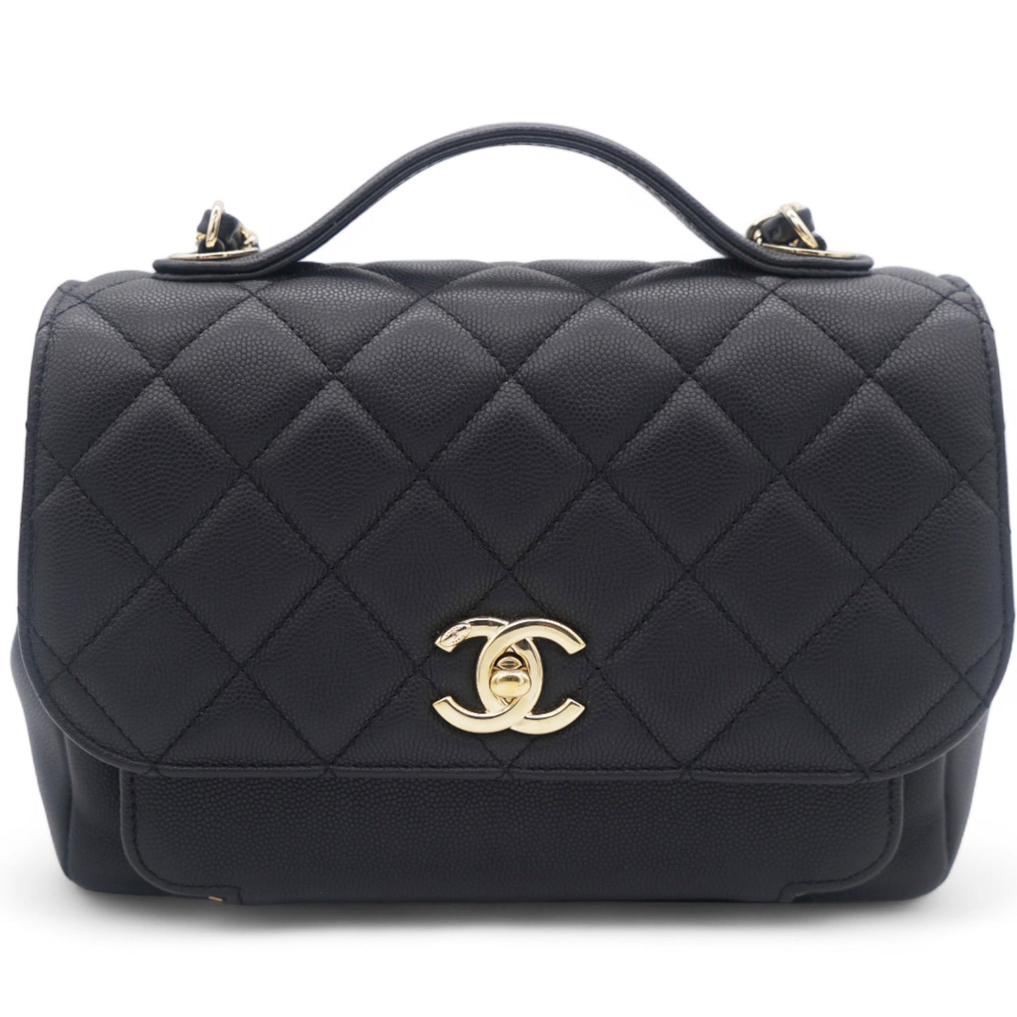 Chanel Black Quilted Caviar Leather Medium Business Affinity Top Handle Bag