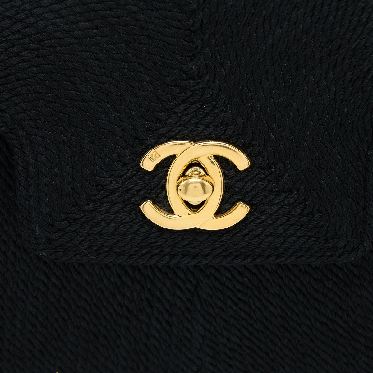 Chanel Vintage Top Handle Flap Bag Woven Silk Black GHW